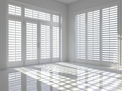 Bright room with plantation shutters